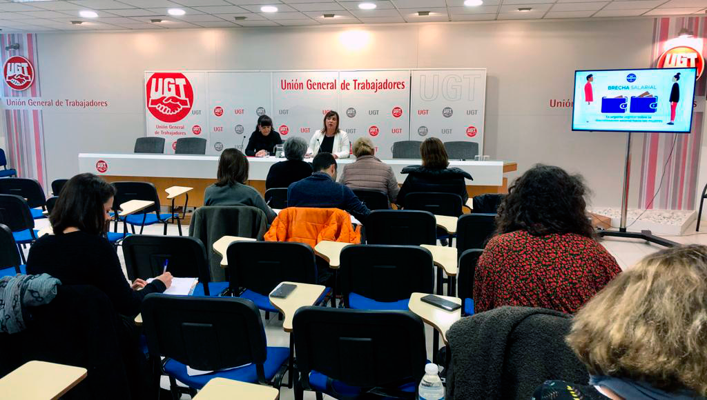 Cristina Antoñanzas presenta el informe de UGT con motivo del 22 de febrero, Día Internacional de la Igualdad Salarial