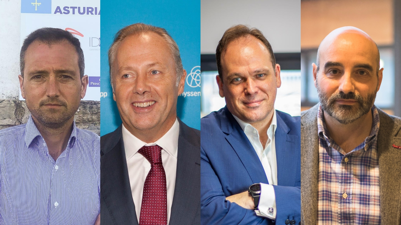 David González de Idonial, Javier Sesma de thyssenkrupp, Pablo Martín de Izertis, y Santos Tejón del Ayuntamiento de Gijón, participantes de la CometCon 2020