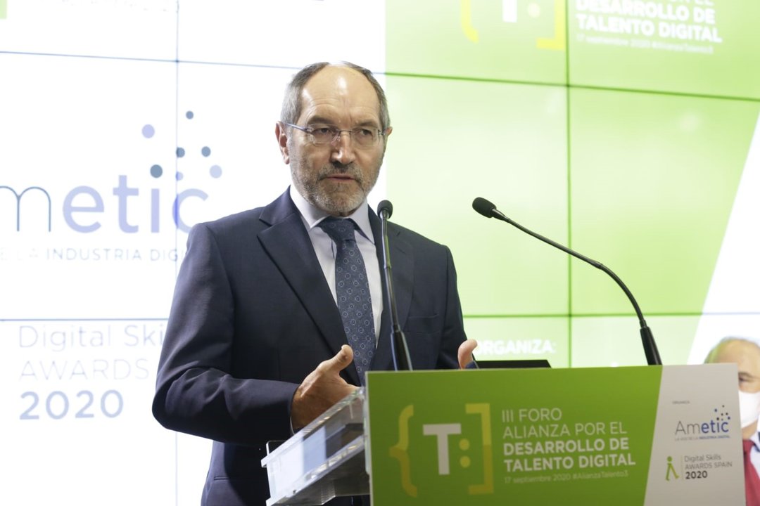 Pedro Mier, Presidente de AMETIC, durante la celebración del III Foro Alianza por el Desarrollo de Talento Digital en España | AMETIC