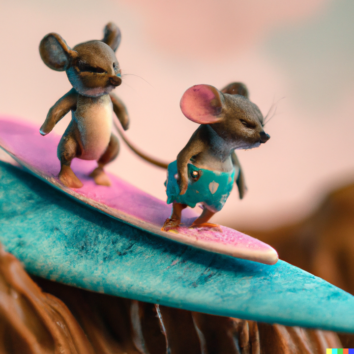 A macro 35mm photograph of two mice in Hawaii
