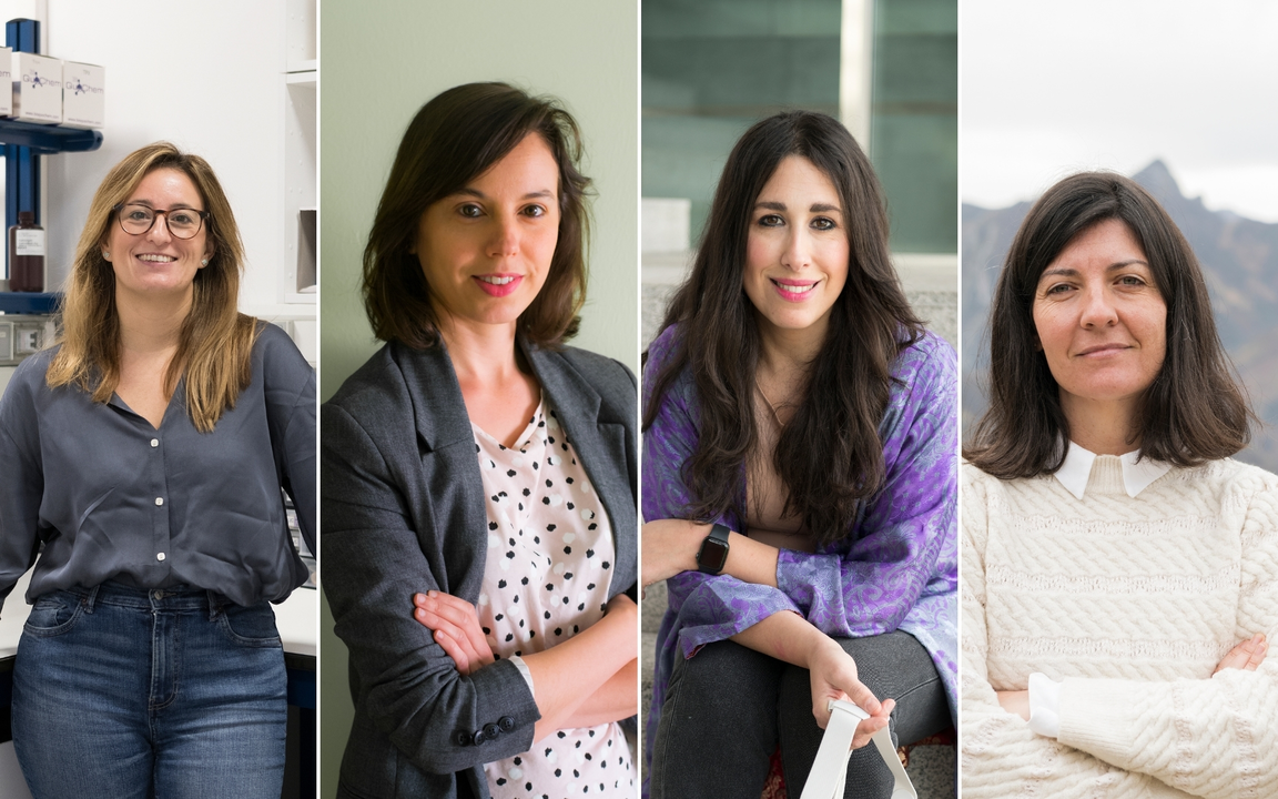 Henar Muñoz, CEO y cofundadora de Bioquochem; Andrea Acebes, CEO y cofundadora de PlaBite; Susana Pascual, CEO de PixelsHub y Marlén López, cofundadora de Laboratorio Biomimético