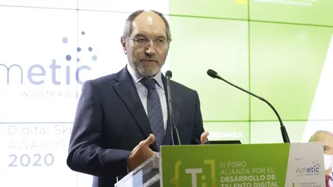 Pedro Mier, Presidente de AMETIC, durante la celebración del III Foro Alianza por el Desarrollo de Talento Digital en España | AMETIC