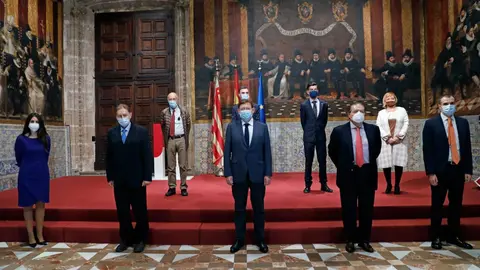 Acto de entrega de insignia oficial de los galardonados la Premio Rey Jaime I 2020, con el presidente de la Comunidad Valenciana, Ximo Puig || Fundación Premios Rey Jaime I