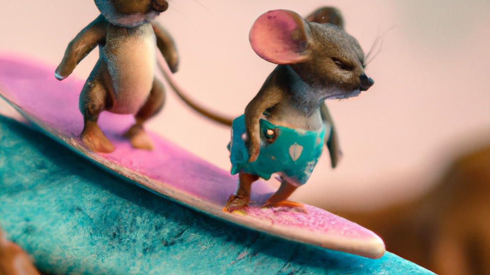 A macro 35mm photograph of two mice in Hawaii