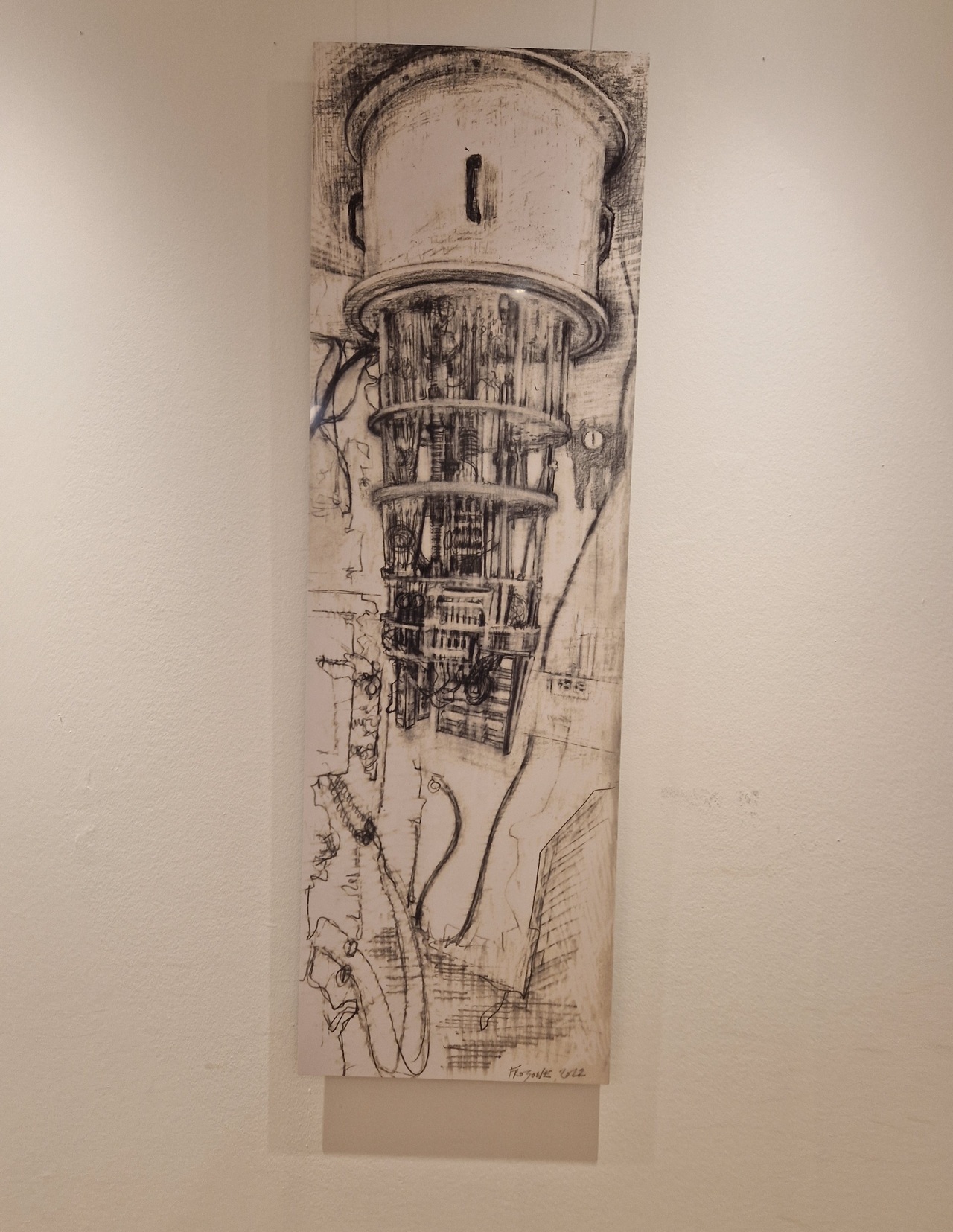 Pintura de un ordenador cuántico en los pasillos de la sede de la UNESCO, París, febrero 2025.