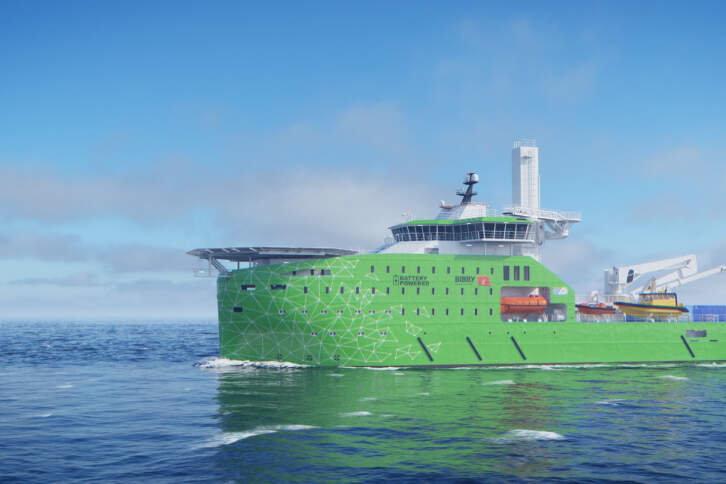 Foto cedida: Iberdrola.
Buque eléctrico BIBBY navegando en el mar